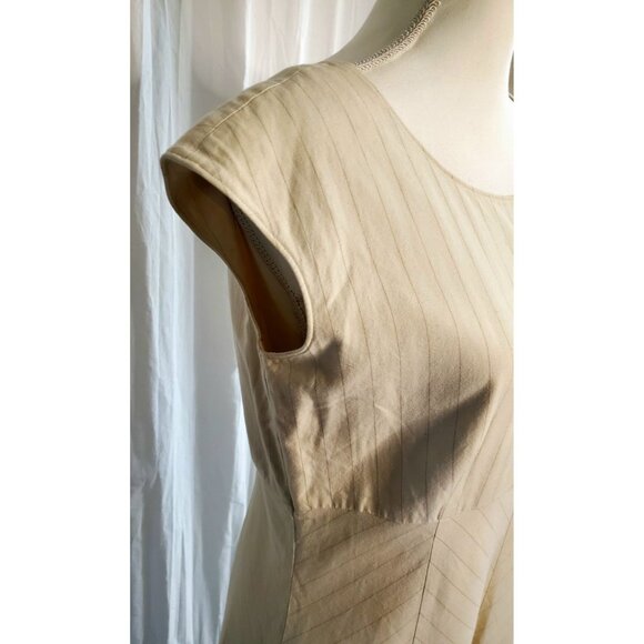 J. Jill Fit Flare Stone&Tan Striped Linen Blend Dress Womens Size 12 Feminine - Picture 9 of 16